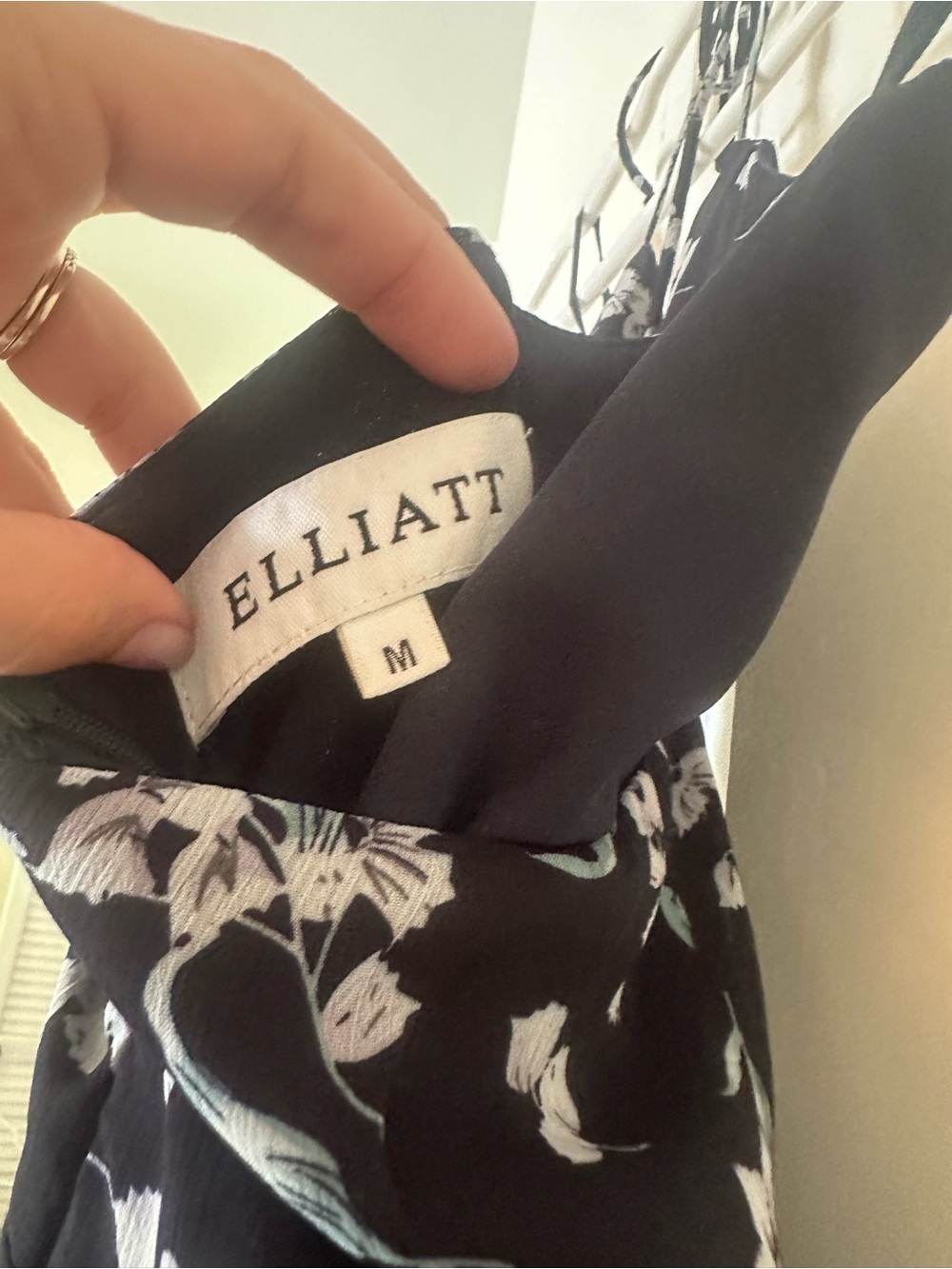 Navy Floral Midi Dress with Deep V Keyhole - Picture 2 of 4